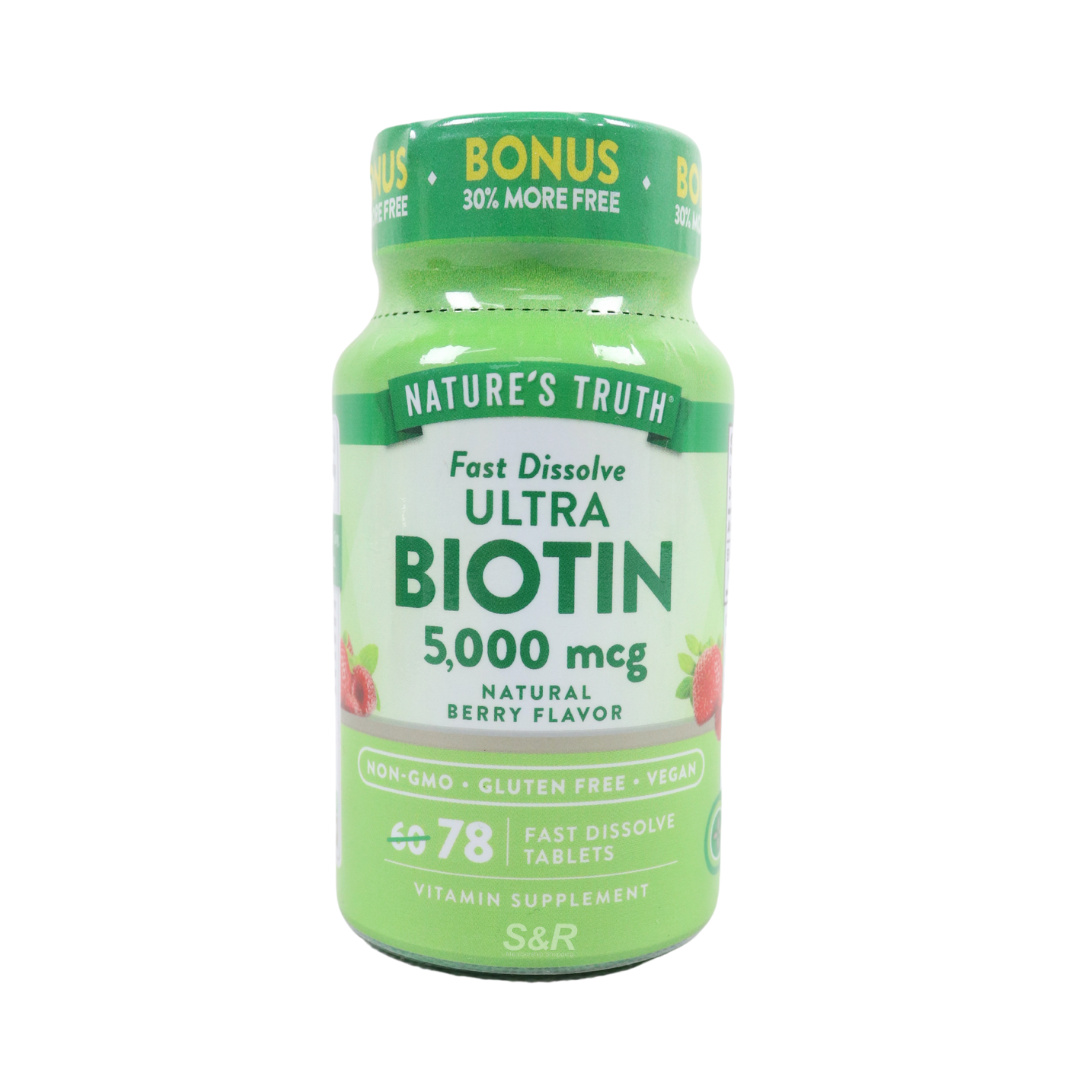 Nature's Truth Fast Dissolve Ultra Biotin 5,000 mcg Berry Flavor 78 tablets